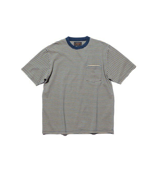 BEAMS PLUS「BEAMS PLUS｜Pocket Tee Indigo Stripe｜ポケットT｜大人カジュアル」|Tシャツ・カットソー|