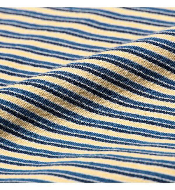 BEAMS PLUS「BEAMS PLUS｜Pocket Tee Indigo Stripe｜ポケットT｜大人カジュアル」|Tシャツ・カットソー|