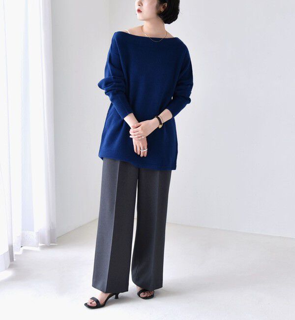 quaranciel「quaranciel:〈手洗い可能〉AQUA カシミヤ ブレンド オフショルダー ニット」|ニット・セーター|