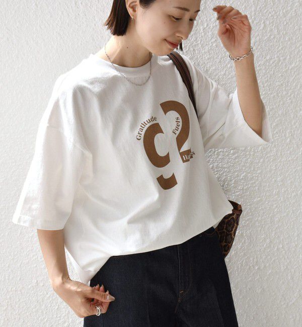 SHIPS for women「【SHIPS別注】81BRANCA:ロゴ 5分袖 TEE」|Tシャツ・カットソー|
