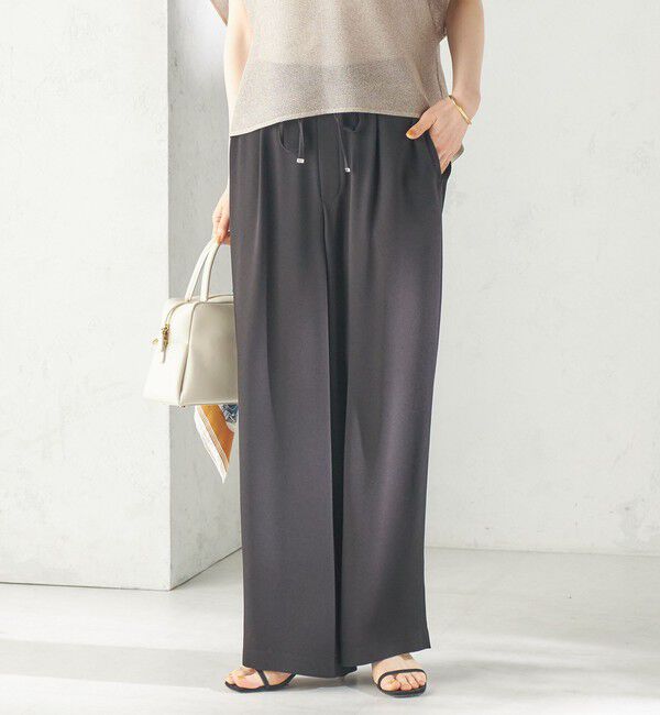 SHIPS for women「〈接触冷感 / 手洗い可能〉アセテート混 バック サテン ワイド パンツ」|その他|