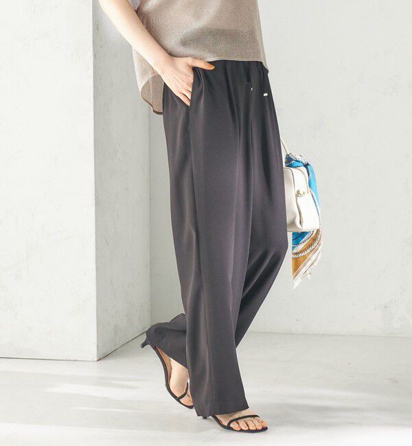 SHIPS for women「〈接触冷感 / 手洗い可能〉アセテート混 バック サテン ワイド パンツ」|その他|