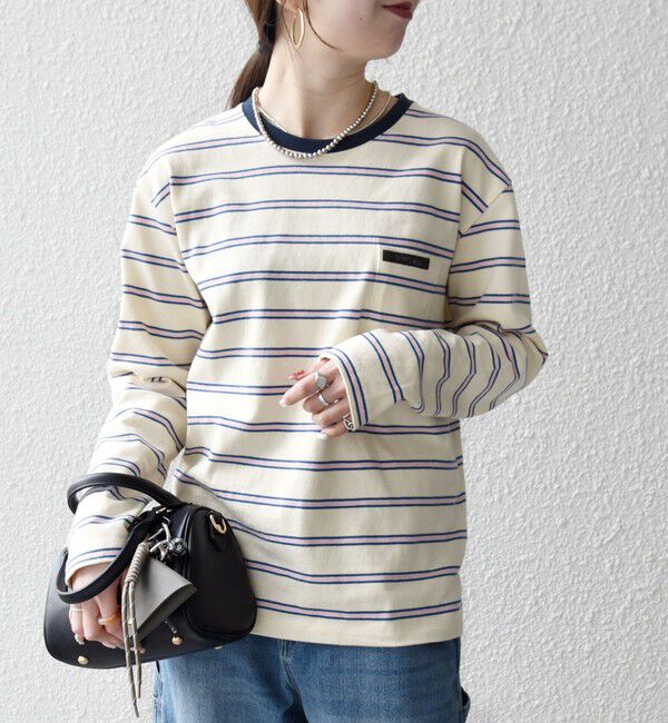SHIPS any「SHIPS any:〈洗濯機可能〉マルチボーダー リンガー ロンTEE」|Tシャツ・カットソー|
