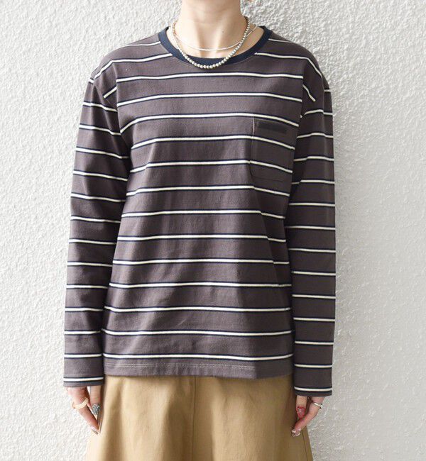 SHIPS any「SHIPS any:〈洗濯機可能〉マルチボーダー リンガー ロンTEE」|Tシャツ・カットソー|