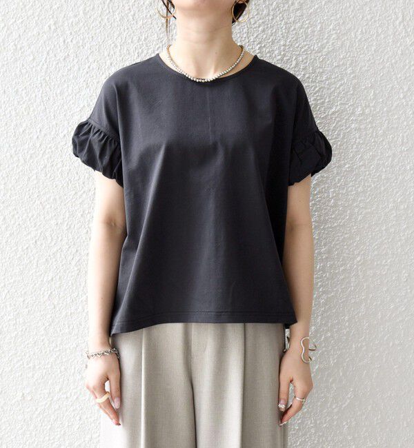 SHIPS any「SHIPS any:〈多機能/洗濯機可能〉マルチファンクション ギャザー スリーブ TEE」|Tシャツ・カットソー|