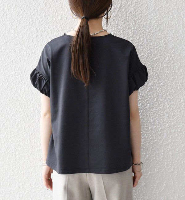 SHIPS any「SHIPS any:〈多機能/洗濯機可能〉マルチファンクション ギャザー スリーブ TEE」|Tシャツ・カットソー|