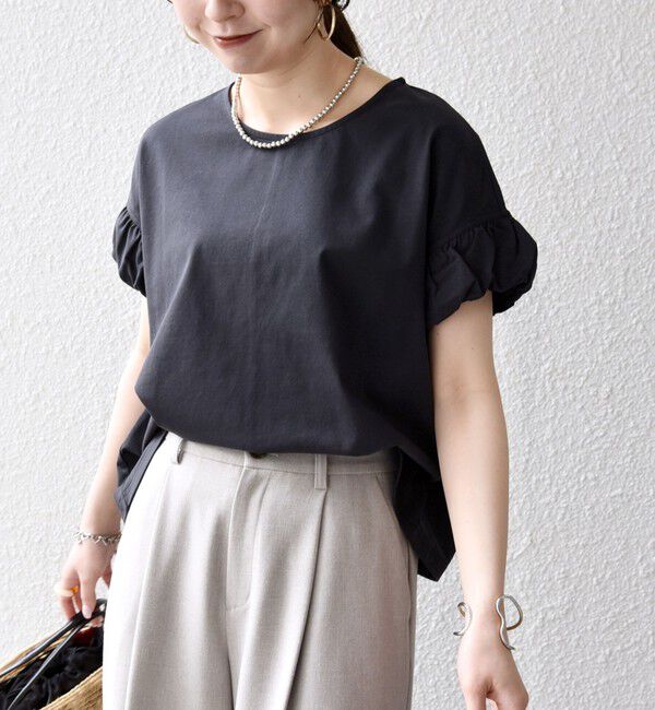 SHIPS any「SHIPS any:〈多機能/洗濯機可能〉マルチファンクション ギャザー スリーブ TEE」|Tシャツ・カットソー|