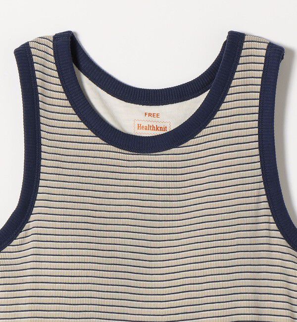 SHIPS any「Healthknit:〈洗濯機可能〉カップ付き リブ ボーダー タンクトップ」|インナー|