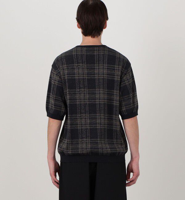 TOMORROWLAND MENS「TOMORROWLAND tricot チェック柄 強撚ハイゲージコットンニットTシャツ」|ニット・セーター|