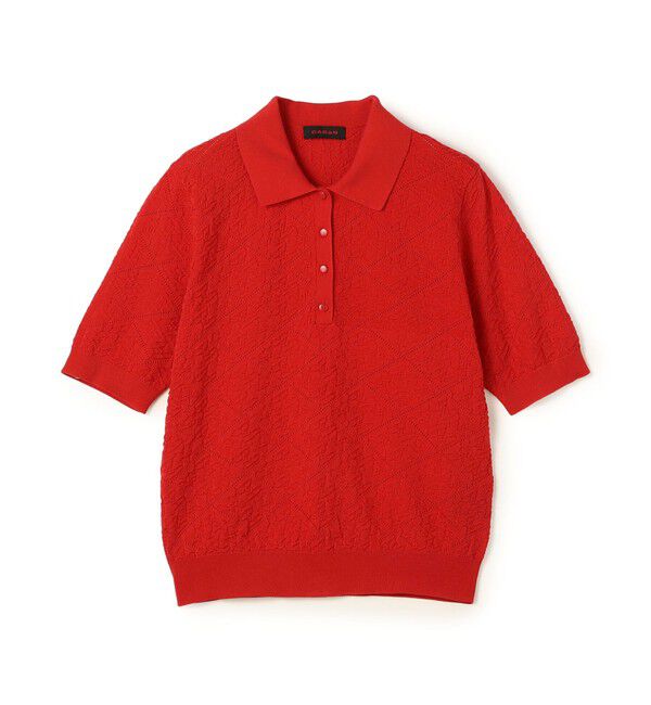 CABaN「コットンポリエステル ダイヤレリーフポロプルオーバー」|ニット・セーター|35 レッド