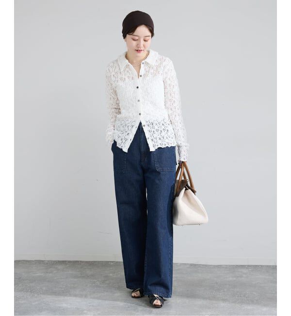 IENA「《追加》Flowerストレッチレース ポロシャツ」|Tシャツ・カットソー|