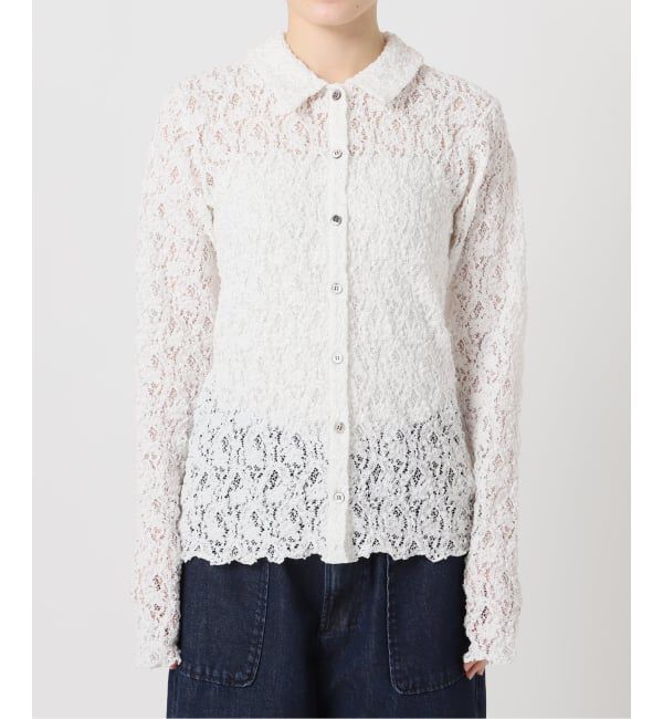 IENA「《追加》Flowerストレッチレース ポロシャツ」|Tシャツ・カットソー|