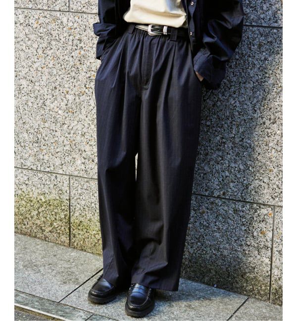 JOURNAL STANDARD「TRモダン ワイド スラックス」|スラックス|ネイビー