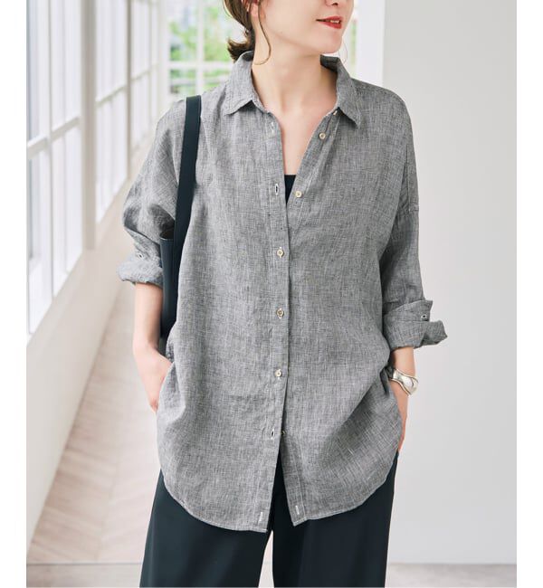 Spick and Span「《全15色 / 追加》 80リネンカシュクール ビッグシャツ」|シャツ・ブラウス|