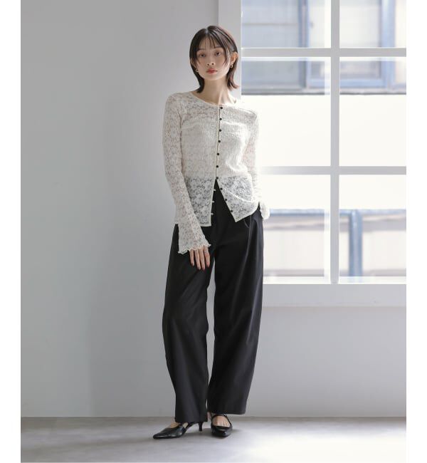  「【洗える】ストレッチレース2WAYカーディガン」|Tシャツ・カットソー|