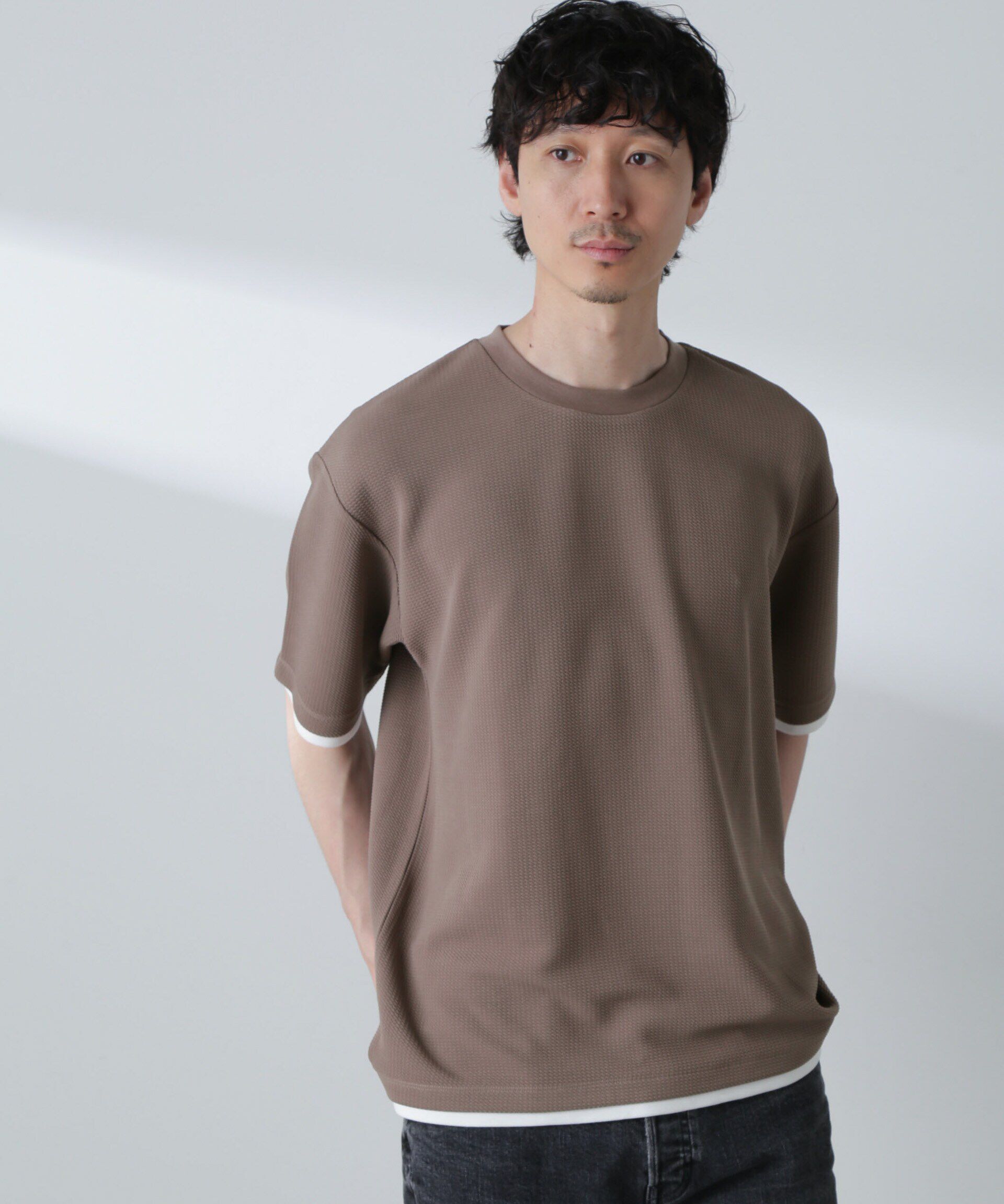 nano･universe「ジャガードフェイクレイヤードTシャツ 半袖」|Tシャツ・カットソー|