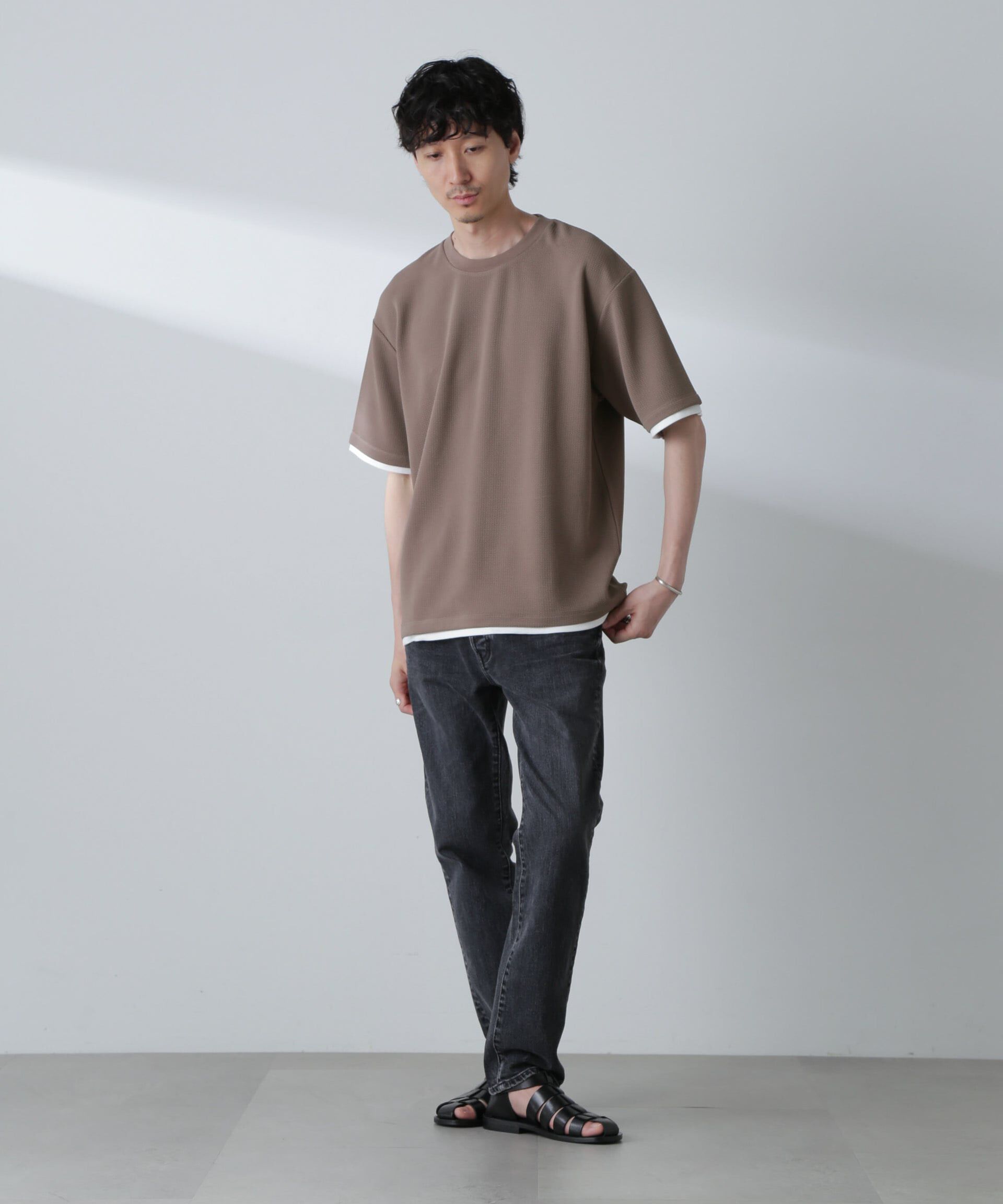 nano･universe「ジャガードフェイクレイヤードTシャツ 半袖」|Tシャツ・カットソー|