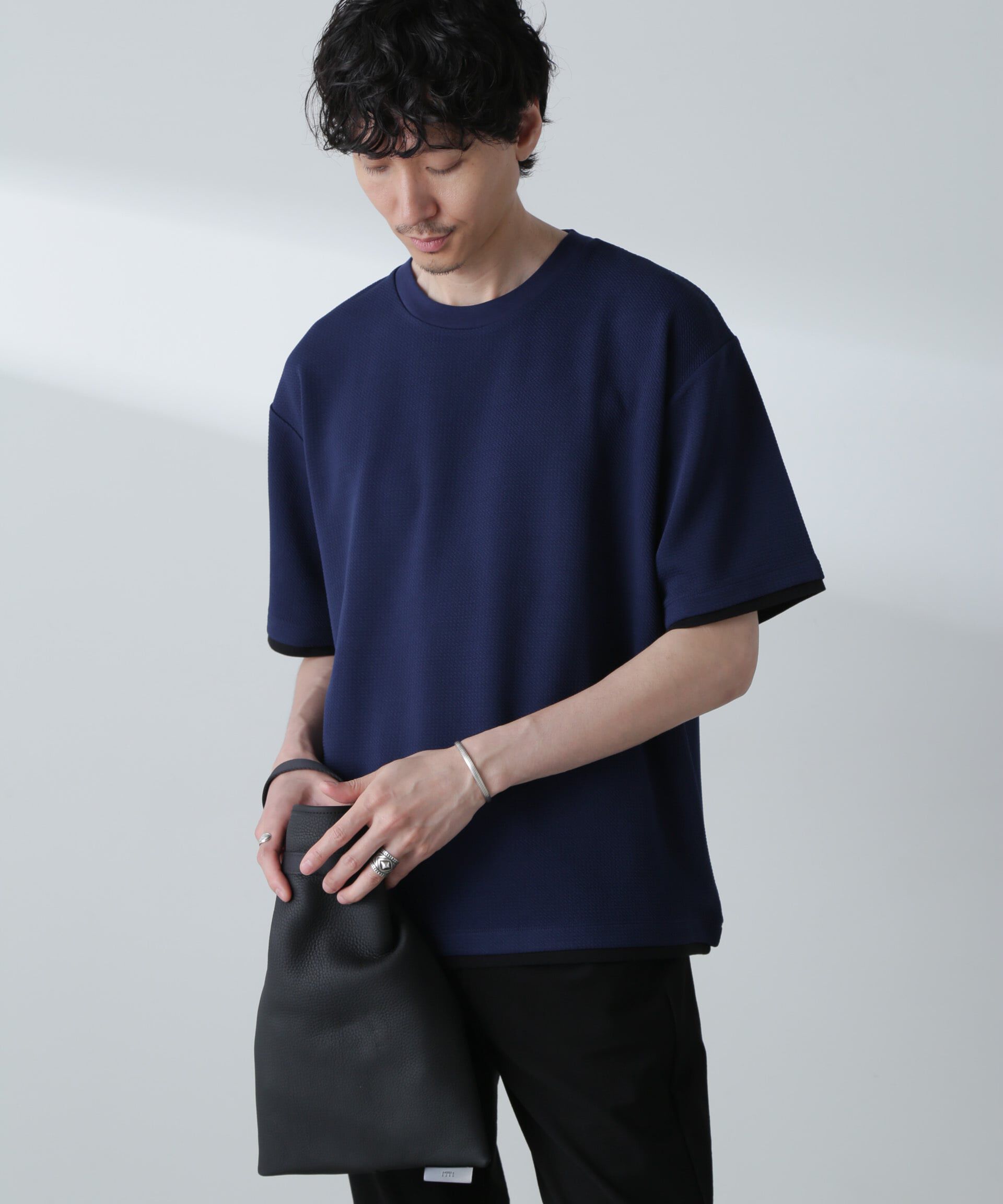 nano･universe「ジャガードフェイクレイヤードTシャツ 半袖」|Tシャツ・カットソー|