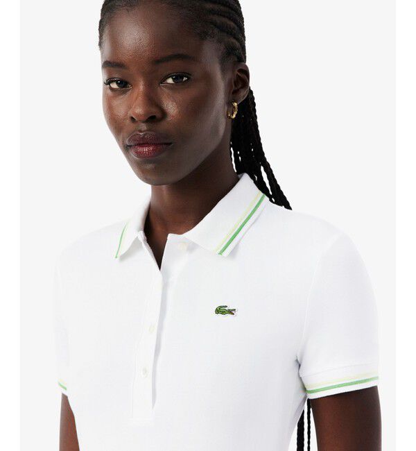 配色ライン レーヨンブレンドポロドレス / フレアワンピース（LACOSTE