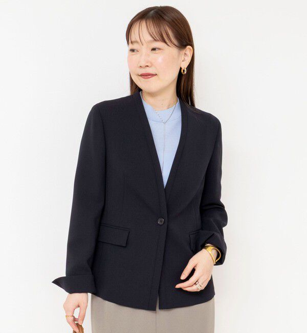 NOLLEY'S sophi「《セットアップ対応》ウォッシャブルダブルクロスノーカラージャケット」|ノーカラージャケット|