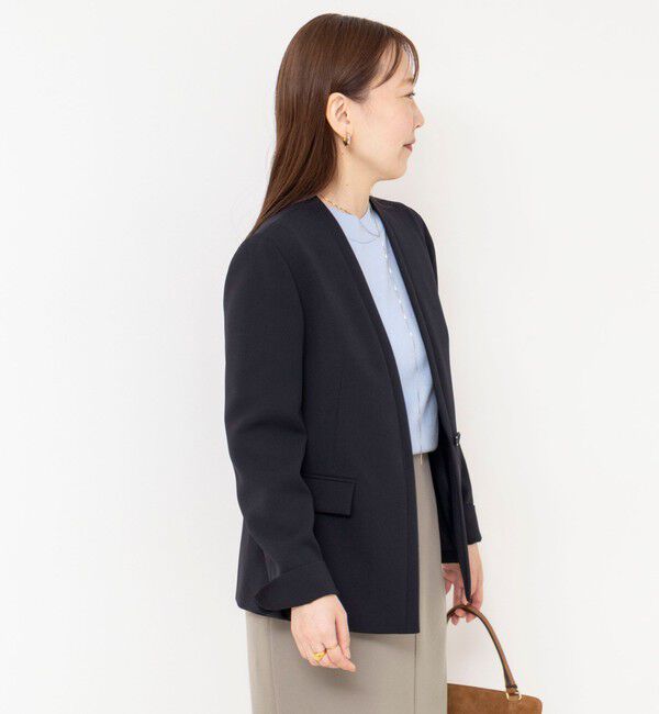 NOLLEY'S sophi「《セットアップ対応》ウォッシャブルダブルクロスノーカラージャケット」|ノーカラージャケット|