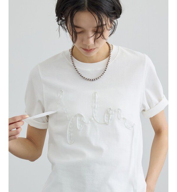 SALON adam et rope'「テープ刺繍コンパクトTシャツ」|Tシャツ・カットソー|オフホワイト(15)
