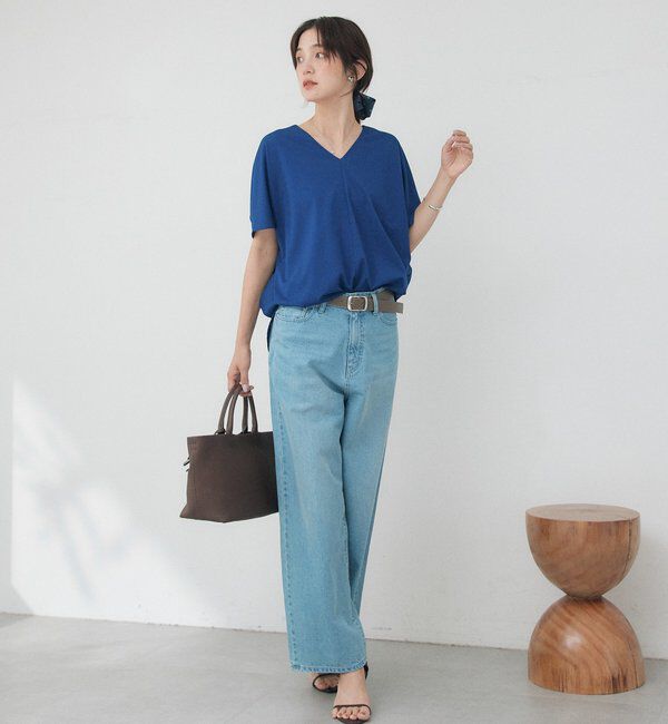 「Vネックコクーンカットソー【接触冷感/紫外線防止/セットアップ可】」|Tシャツ・カットソー|