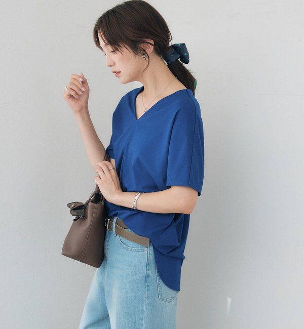  「Vネックコクーンカットソー【接触冷感/紫外線防止/セットアップ可】」|Tシャツ・カットソー|