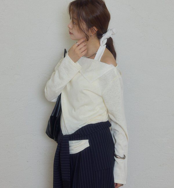  「折り返しオフショルロンT」|Tシャツ・カットソー|