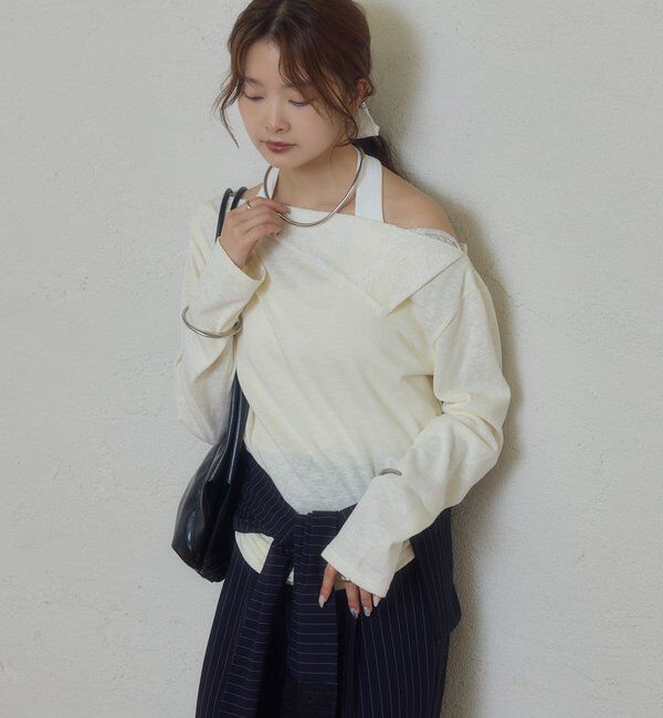  「折り返しオフショルロンT」|Tシャツ・カットソー|