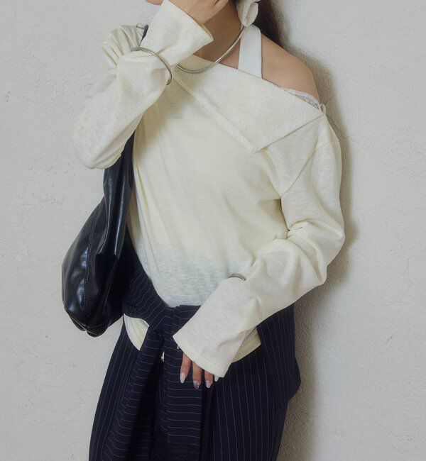  「折り返しオフショルロンT」|Tシャツ・カットソー|