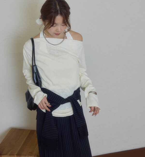  「折り返しオフショルロンT」|Tシャツ・カットソー|