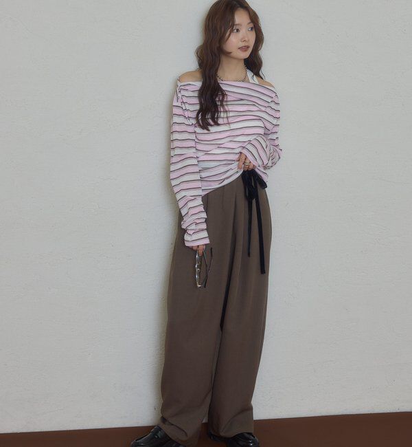  「折り返しオフショルロンT」|Tシャツ・カットソー|