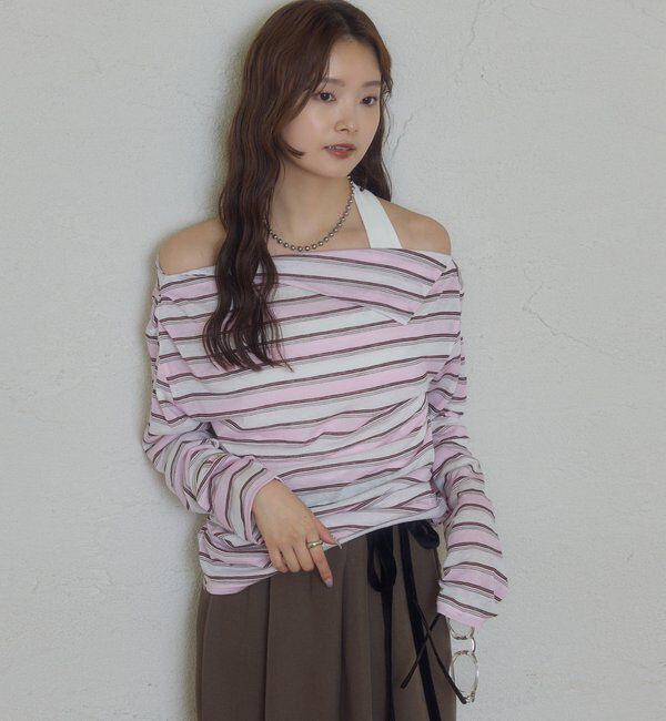  「折り返しオフショルロンT」|Tシャツ・カットソー|