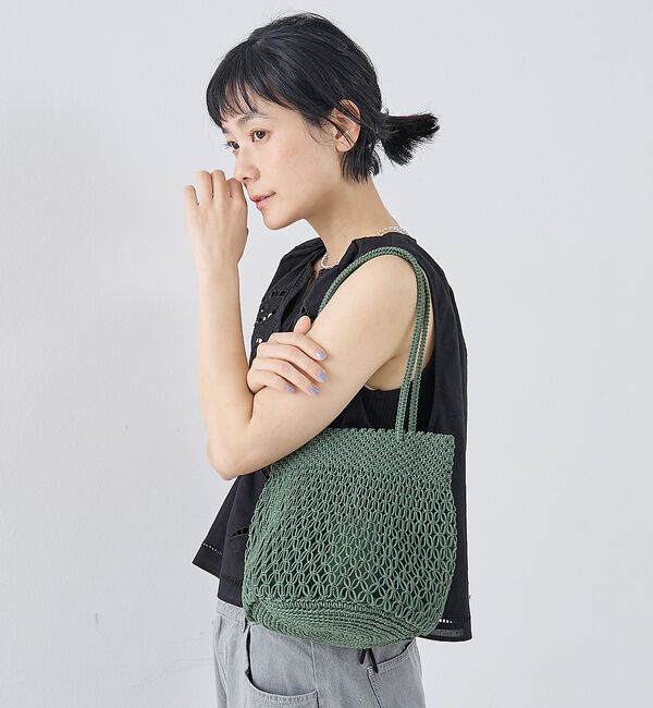 collex「【ANANS】SMALL マクラメトートバッグ　グリーン」|かごバッグ|