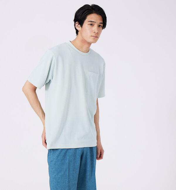 ABAHOUSE「ツインフェイス カットオフ ポケTシャツ」|Tシャツ・カットソー|ライム