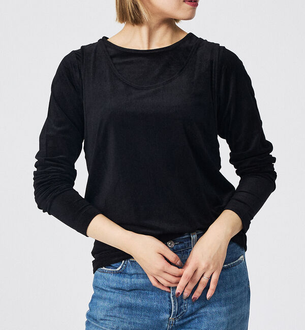 Rouge vif「【Keena/キーナ】レイヤートップス/トップス/レイヤード/２枚セット/上品【」|Tシャツ・カットソー|ブラック