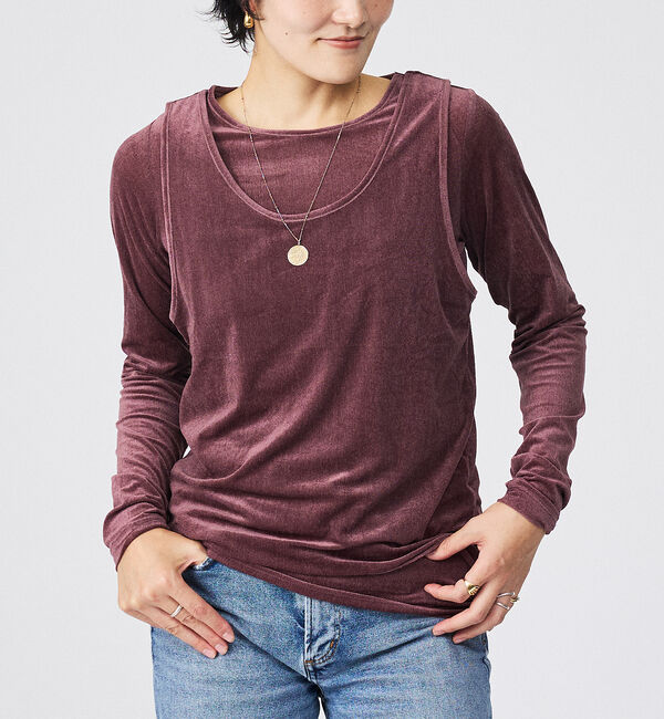 Rouge vif「【Keena/キーナ】レイヤートップス/トップス/レイヤード/２枚セット/上品【」|Tシャツ・カットソー|ピンク