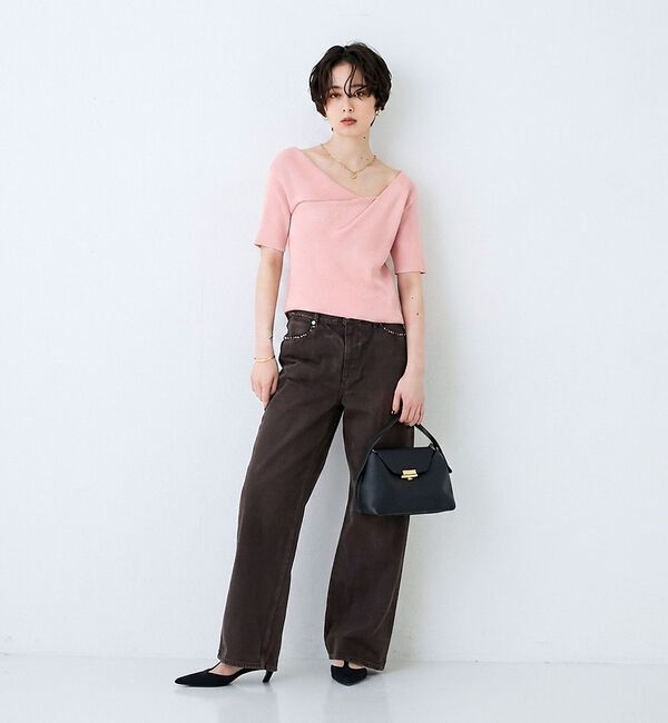 Rouge vif「【一部店舗 / WEB限定】ハーフスリーブドレープリブニット」|ニット・セーター|