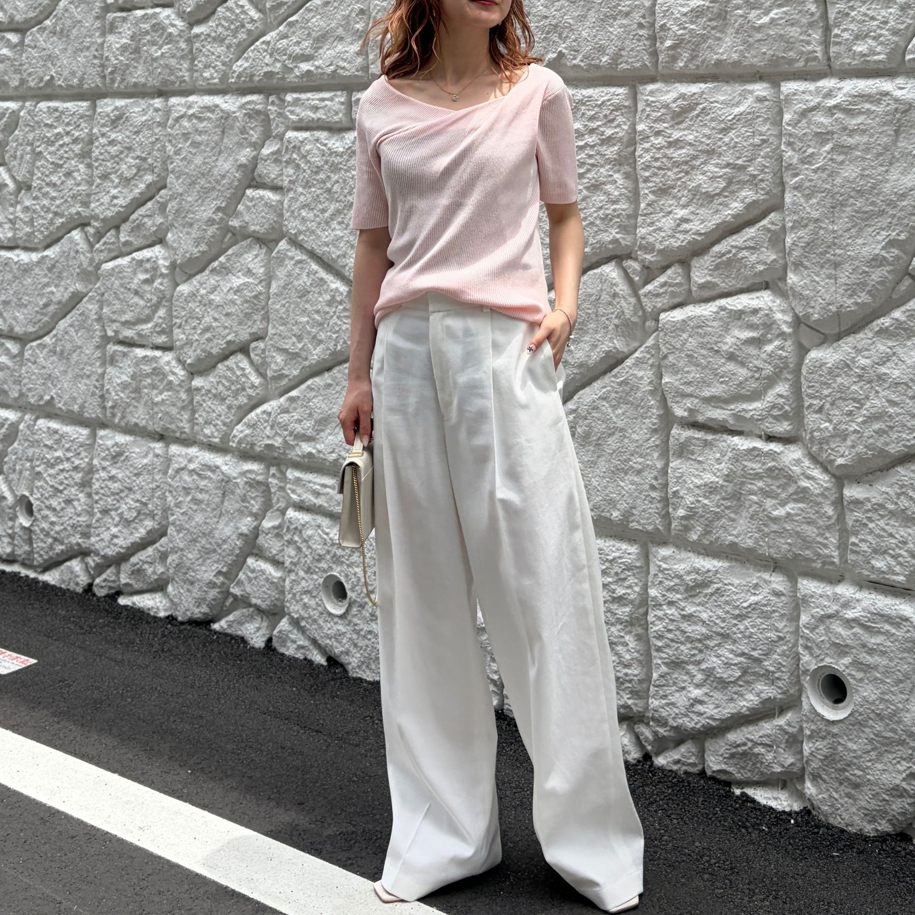 Rouge vif「【一部店舗 / WEB限定】ハーフスリーブドレープリブニット」|ニット・セーター|