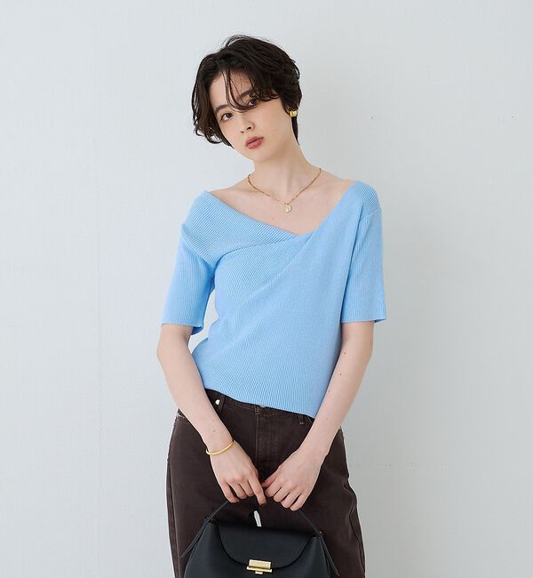 Rouge vif「【一部店舗 / WEB限定】ハーフスリーブドレープリブニット」|ニット・セーター|