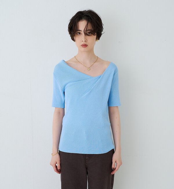 Rouge vif「【一部店舗 / WEB限定】ハーフスリーブドレープリブニット」|ニット・セーター|