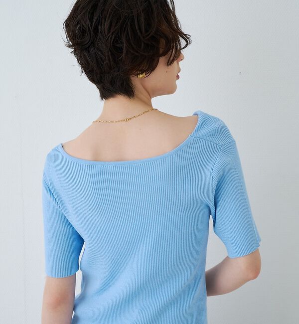 Rouge vif「【一部店舗 / WEB限定】ハーフスリーブドレープリブニット」|ニット・セーター|