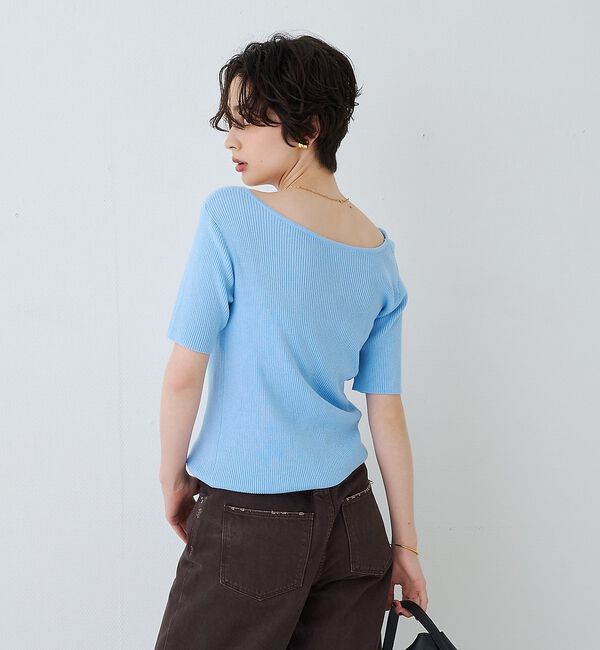 Rouge vif「【一部店舗 / WEB限定】ハーフスリーブドレープリブニット」|ニット・セーター|