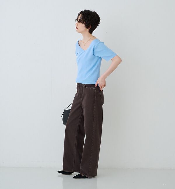 Rouge vif「【一部店舗 / WEB限定】ハーフスリーブドレープリブニット」|ニット・セーター|