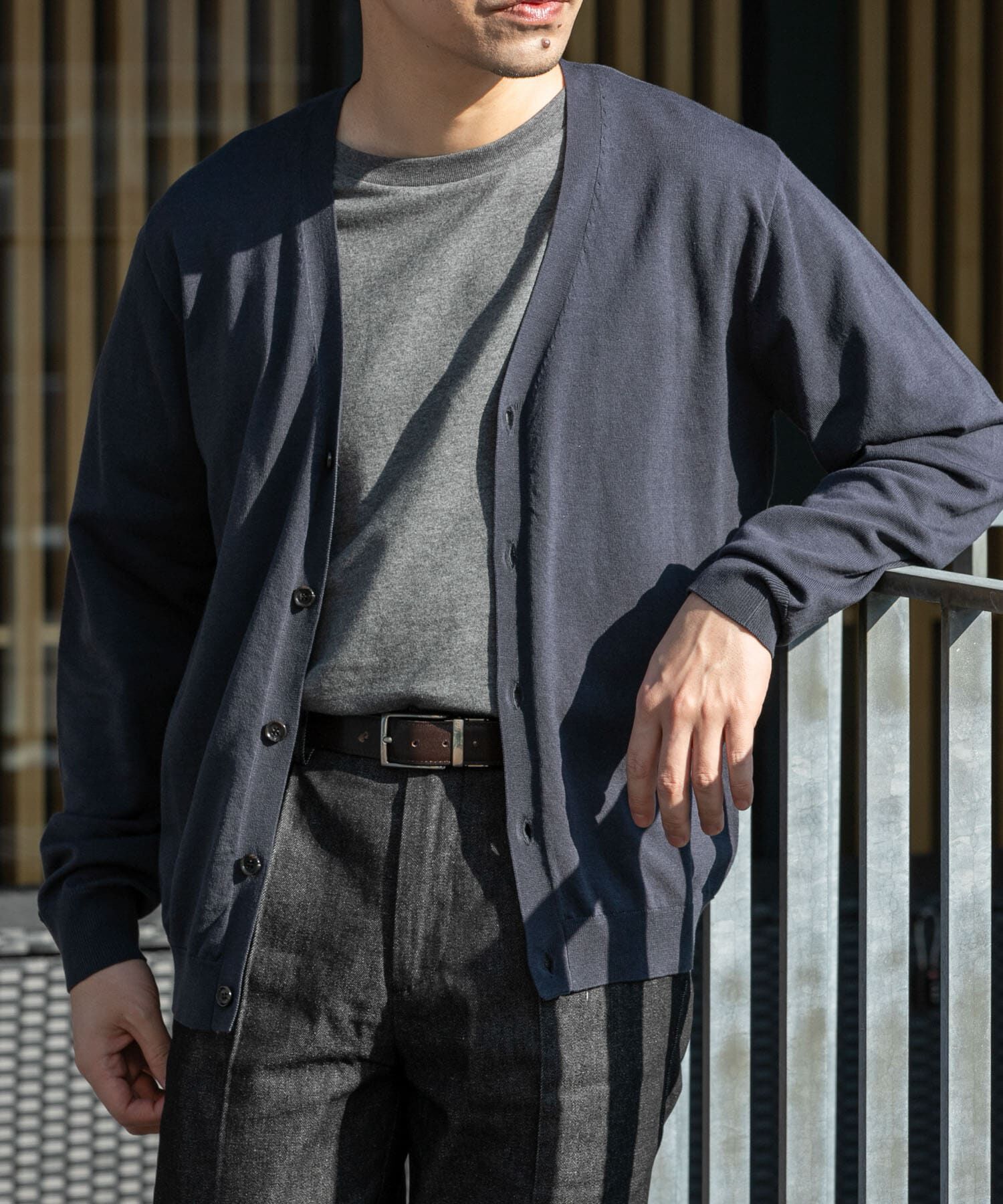 URBAN RESEARCH ROSSO「『WEB限定』シルク混ベーシックカーディガン」|カーディガン|ブルー系その他