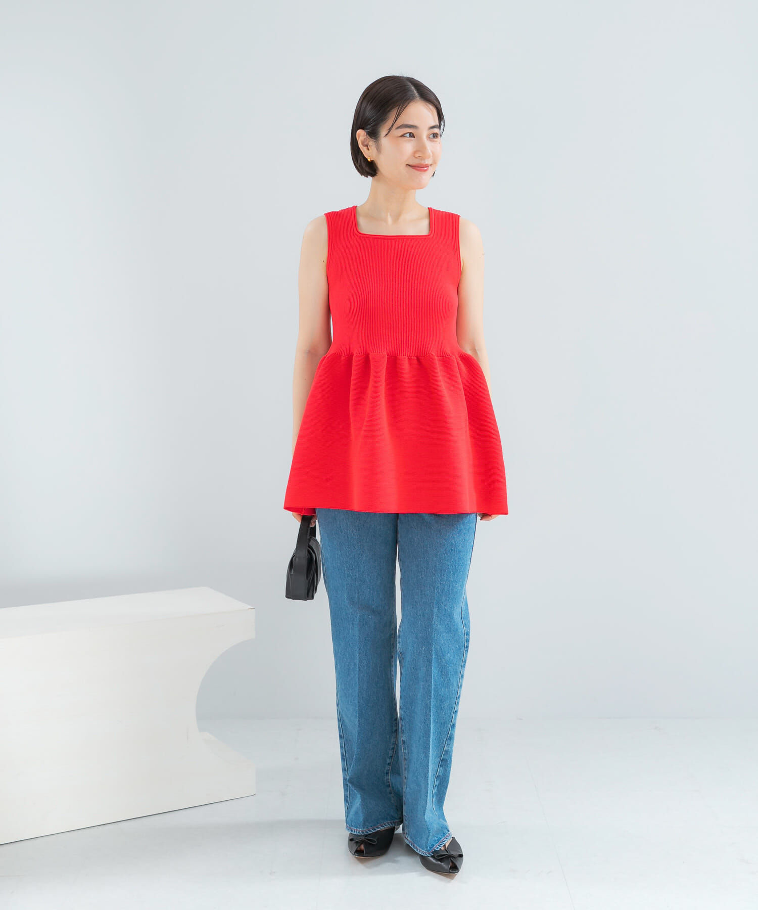 URBAN RESEARCH ROSSO「ウォッシャブルペプラムニットトップス」|ニット・セーター|