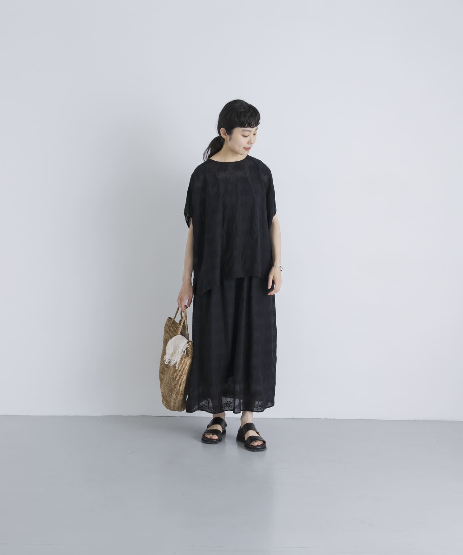 かぐれ「コットンガーゼ刺繍スカート」|スカート|