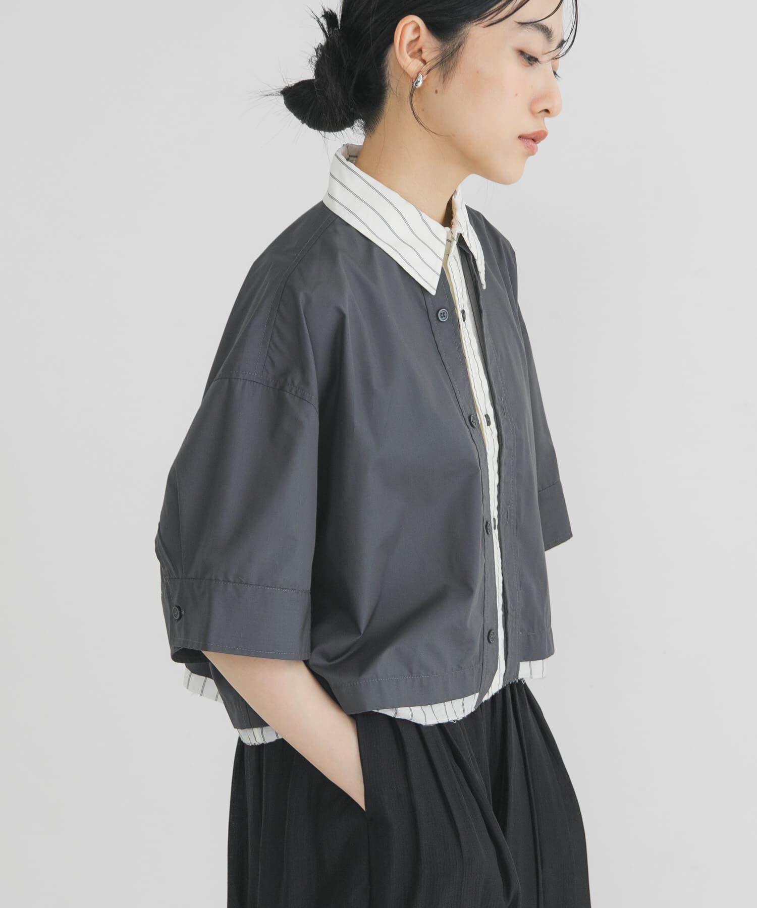  「レイヤードライクBOXシャツ」|シャツ・ブラウス|グレー系その他