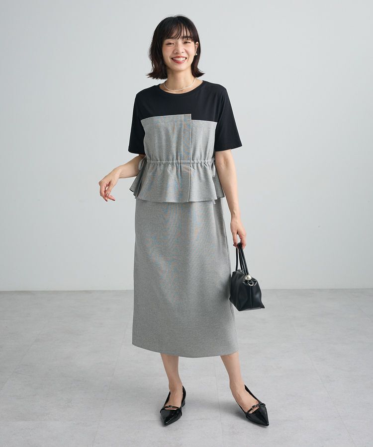 Green Parks「異素材ドッキングワンピース」|ワンピース|Gray Mixture